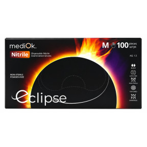 Нітрилові рукавички Mediok Eclipse чорні, розмір M, 100 шт
